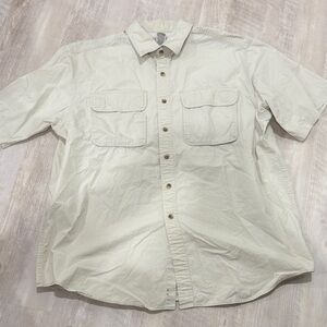 LL Bean Men's Cream Short Sleeve Shirt